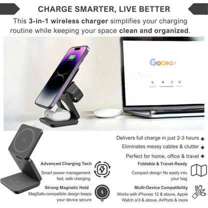 Alpohub™ MagCharge 3-in-1 Foldable Wireless