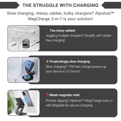Alpohub™ MagCharge 3-in-1 Foldable Wireless